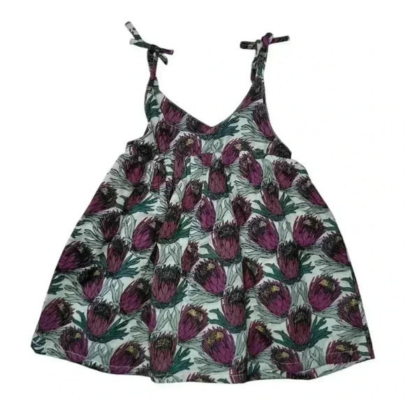 NWT - Kate Quinn Abstract Flower 100% Organic Cotton Gauze Dress - Size 6-12m - Picture 2 of 3